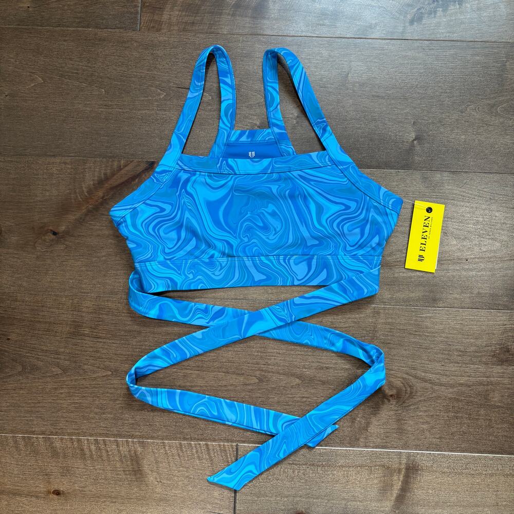 Eleven by Venus Williams Womens Small Wrapped Sports Bra Arctic Blue Marble NWT